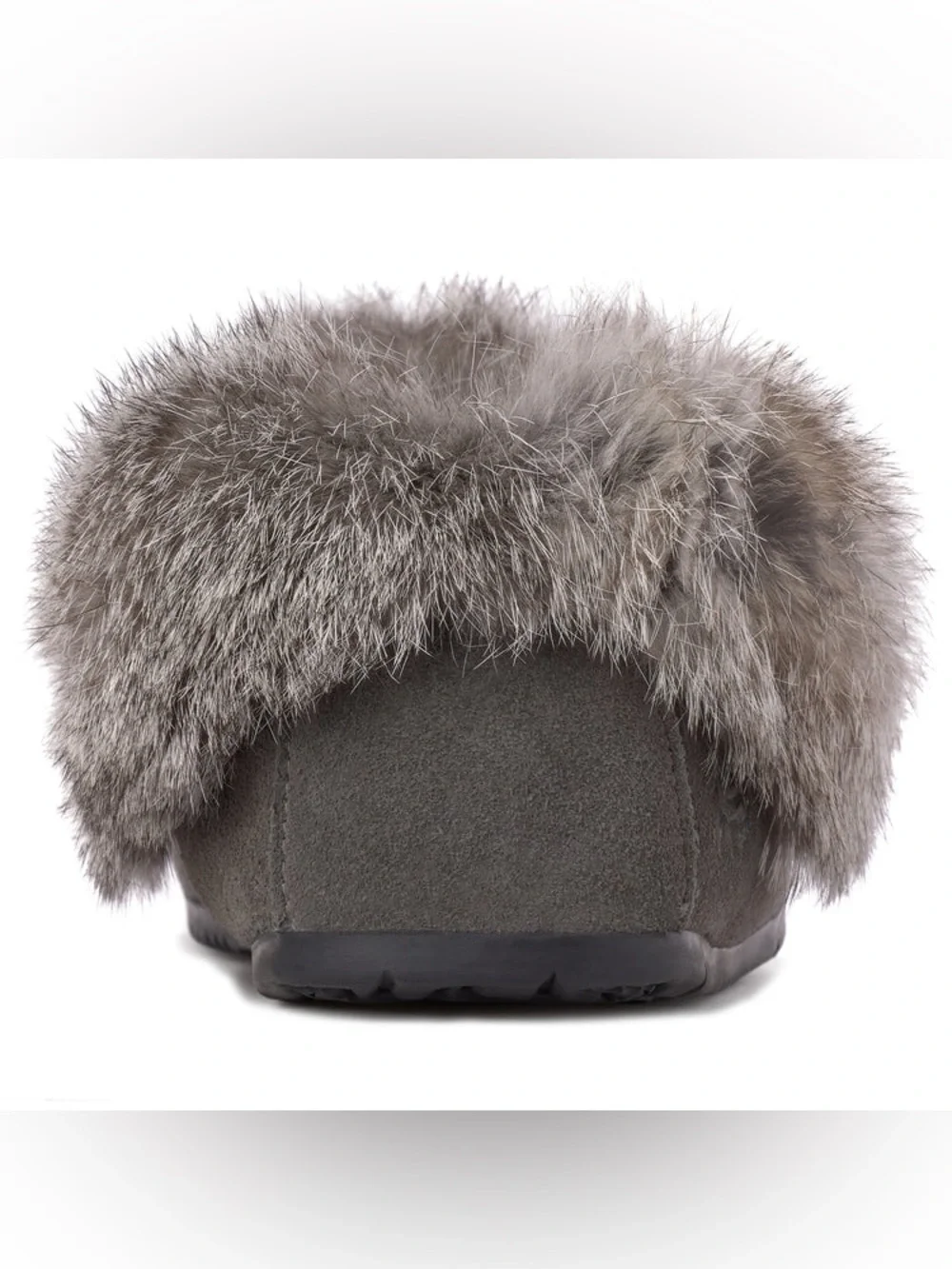 Manitobah Street Moc Charcoal Materials: Suede, Rabbit Fur | Sz 6